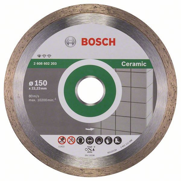 Bosch Diamanttrennscheibe Standard for Ceramic, 150 x 22,23 x 1,6 x 7 mm, 2608602203