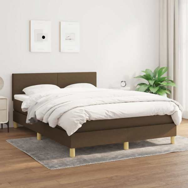 vidaXL Boxspringbett mit Matratze Dunkelbraun 140x190 cm Stoff, 3140452