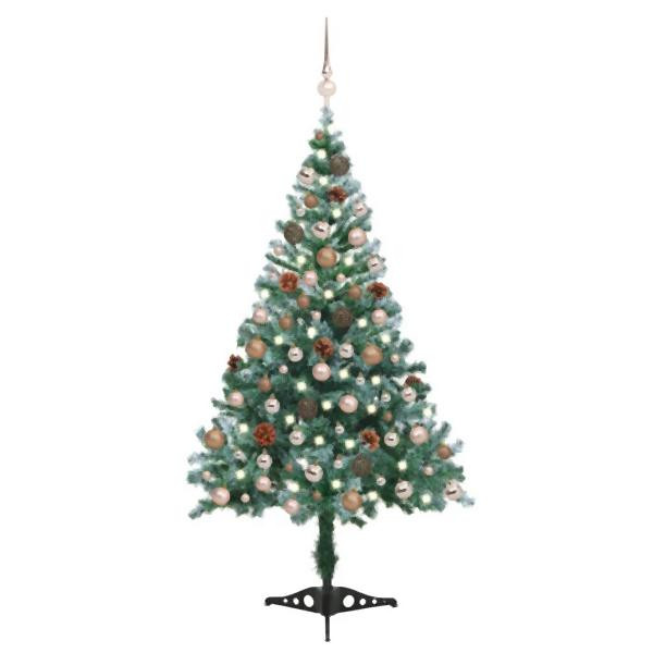 vidaXL Weihnachtsbaum Gefrostet mit Beleuchtung Kugeln Zapfen 150 cm, 3077613