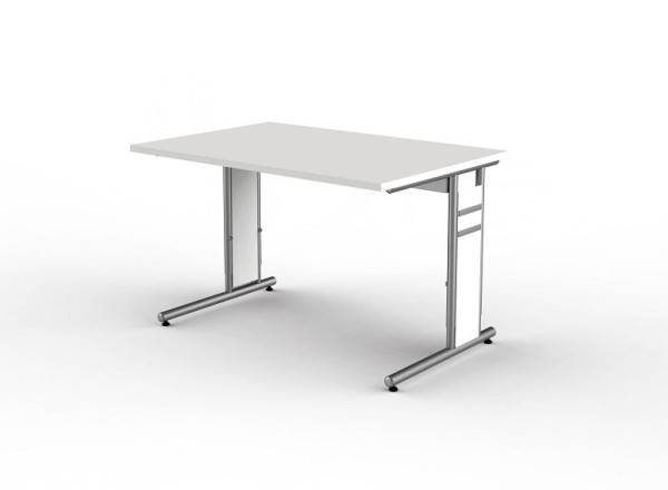 Kerkmann Schreibtisch mit C-Fuß-Gestell, Form 4, B 1200 x T 800 x H 680-820 mm, Weiß, 11410010