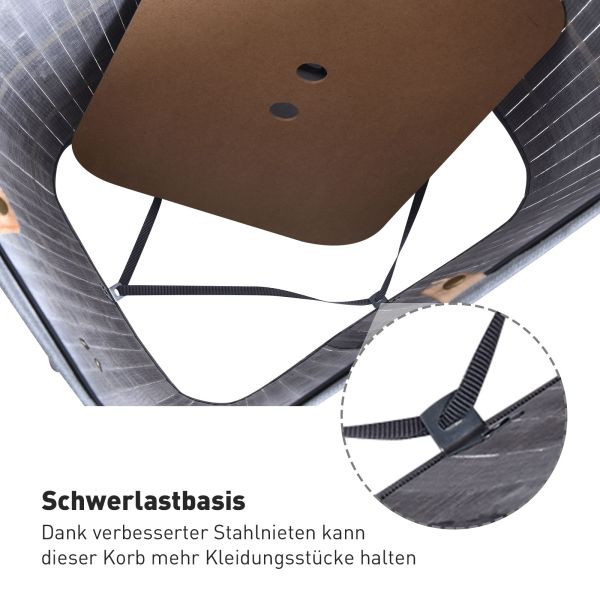 HOMCOM Wäschekorb, mit Deckel, Segeltuchsack, waschbarem Wäschesack, mit Griffen, Bambus, faltbar, 72L, Grau, 40 x 30 x 60 cm, 850-017GY