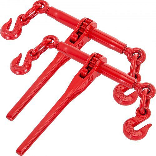 VEVOR Kettenbinder 5/16-3/8", 6600 lbs Kapazität, mit G70-Haken, verstellbare Länge, zum Festzurren, Transportieren, Abschleppen, Rot, SZGL2P516-38JL001V0