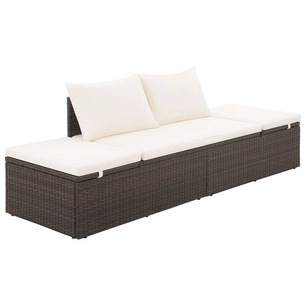 vidaXL Gartenbett Braun 195×60 cm Poly Rattan, 43954