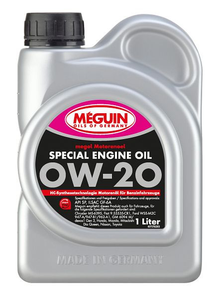 Meguin Motorenöl megol Special Engine Oil SAE 0W-20, Kanister Kunststoff, VE: 1 Liter, 7078