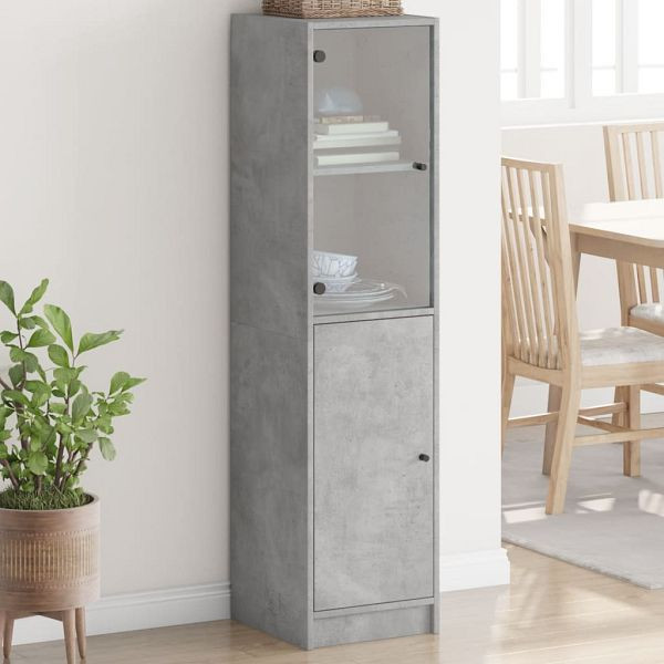 vidaXL Highboard mit Glastür Betongrau 35x37x142 cm, 836444