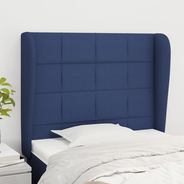 vidaXL Kopfteil mit Ohren Blau 93x23x118/128 cm Stoff, 3117944