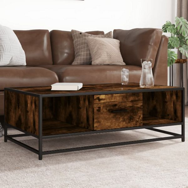 vidaXL Couchtisch Räuchereiche 100x57x35 cm Holzwerkstoff und Metall, 848761