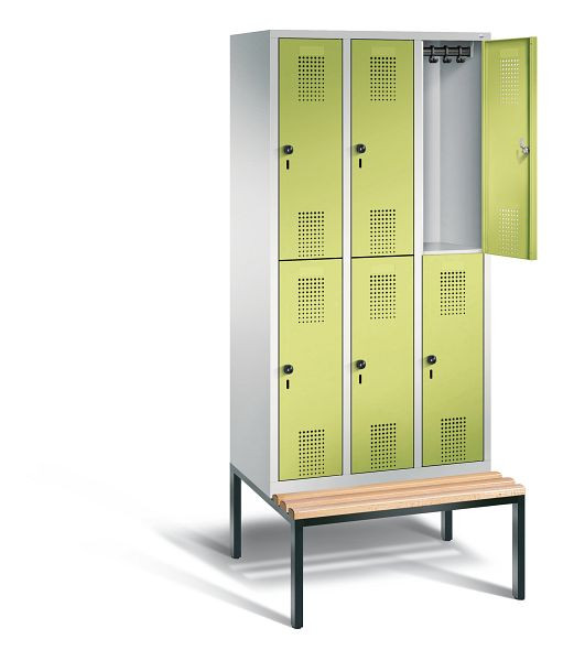 C+P Spind doppelstöckig Evolo, H2090xB900xT815mm, Farbe: Lichtgrau / Viridingrün, 48350-30 S10175