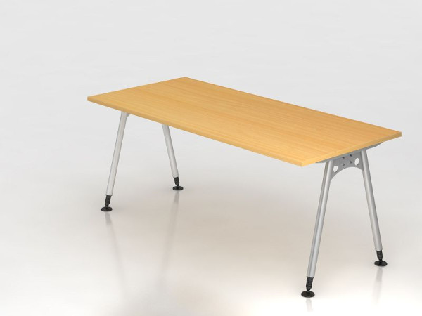Hammerbacher Schreibtisch A-Fuß 180x80cm Buche, Rechteckform, VAS19/6/S