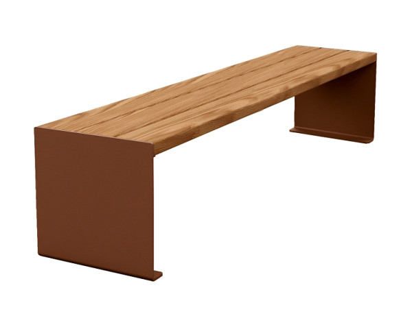 Procity Sitzbank Kube, 1800 mm, Stahl & Holz Ohne Rückenlehne, helle Eiche/Rost Korken Effekt, 306392.S025.CHEC