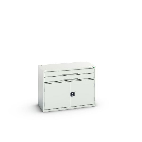 bott verso Schubladenschrank mit Flügeltür, mit 2 Schubladen und Fachboden, BxTxH: 1050 x 550 x 800 mm, Lichtgrau / Lichtgrau, 16925216.16