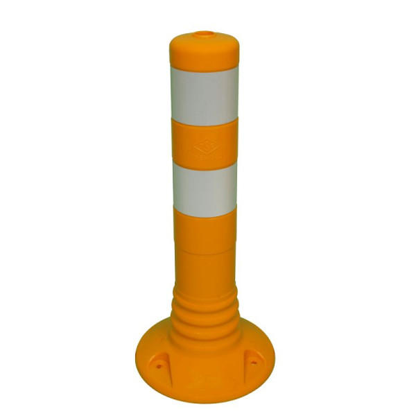 Stein HGS Absperrpfosten "Elasto Gelb" Ø80mm, überfahrbar, retroreflektierende Streifen, Höhe: 450mm, Streifen: reflektierend, silber, 19153-1