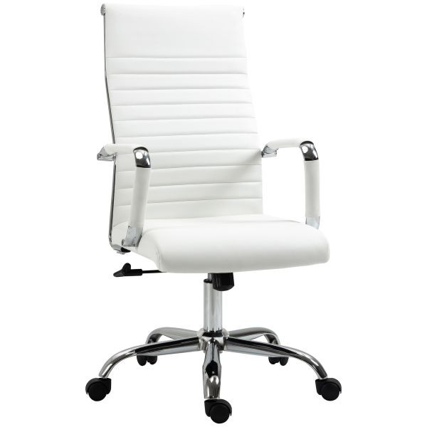 Vinsetto Bürostuhl Gaming Drehstuhl Chefsessel PU-Leder Schaumstoff Weiß 54 x 62 x 104-114 cm, 921-383WT