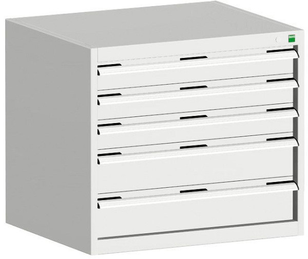 bott cubio Schubladenschrank bestückt mit 5 Schubladen BxTxH: 800 x 525 x 700 mm, RAL 7035, 40012116.16V