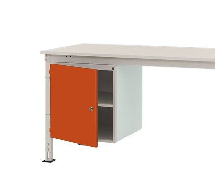 Manuflex Gehäuse-Unterbau UNIVERSAL Stationär, Nutzhöhe 500 mm mit 1 Tür links angeschlagen, für Tischtiefe 1200 mm, Rotorange, ZB4967.2001