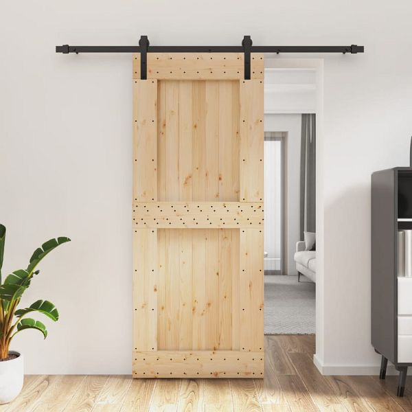 vidaXL Schiebetür mit Beschlag 85x210 cm Massivholz Kiefer, 3202994