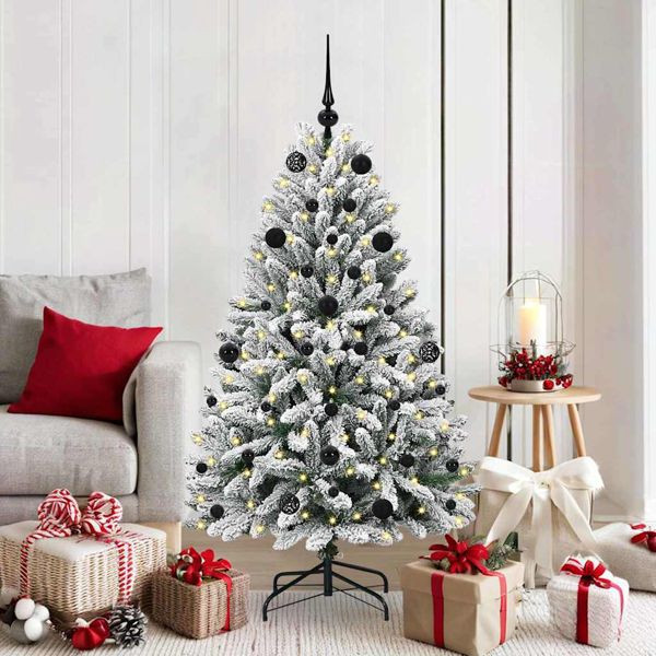 vidaXL Künstlicher Weihnachtsbaum Grün und Weiß 150 cm PVC und Metall, 3395740