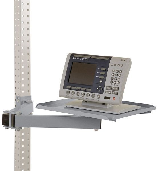Manuflex Ablageboard, drehbar für UNIVERSAL und PROFI, BxT 370 x 370 mm, mit Doppelgelenk-Schwenkausleger, Alusilber, ZB3568.9006