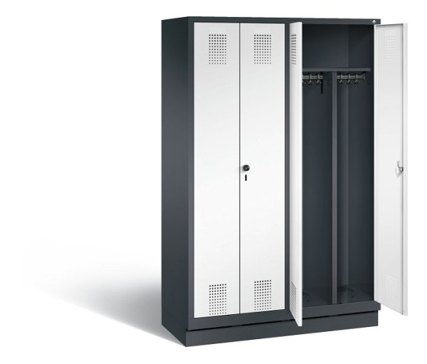 C+P Schwarz-Weiss-Spind Evolo, H1800xB1190xT500mm, Farbe: Schwarzgrau / Verkehrsweiß, 48022-40 S10245