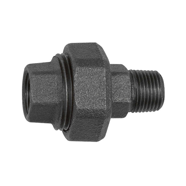 Riegler Verschraubung 341, konisch dichtend, R 3/8, Rp 3/8, Temperguss schwarz, 133829