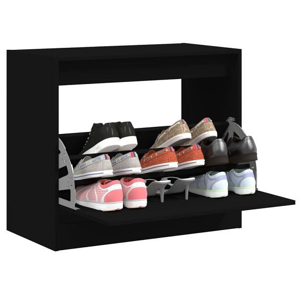vidaXL Schuhschrank Schwarz 80x42x69 cm Holzwerkstoff, 840002