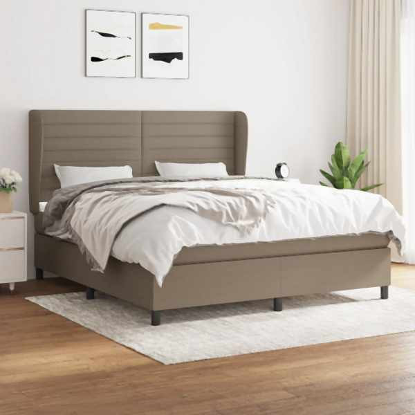 vidaXL Boxspringbett mit Matratze Taupe 160x200 cm Stoff, 3128057
