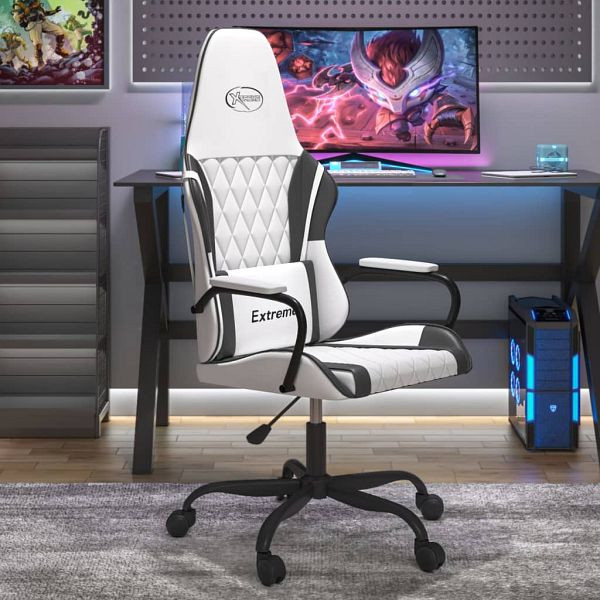 vidaXL Gaming-Stuhl Weiß und Schwarz Kunstleder, 3143785