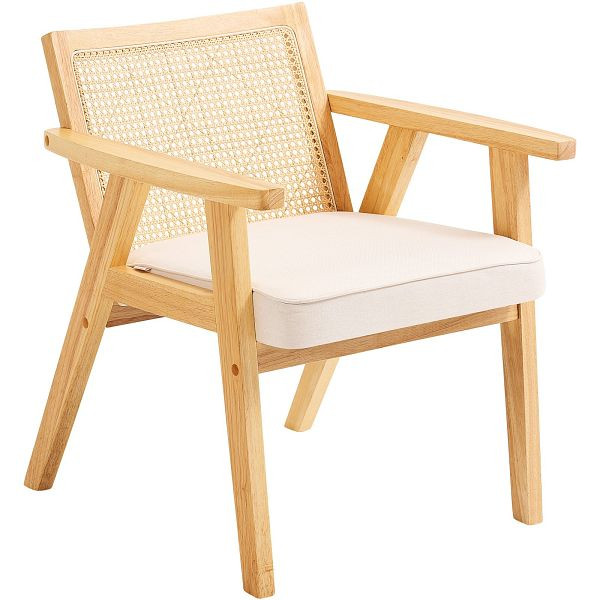 VEVOR Rattanstuhl Mittelalterlich Moderner Gartenstuhl mit Armlehne, Polsterstuhl mit Rattanrückenlehne, TBYYMS4KTYBYP9GE1V0