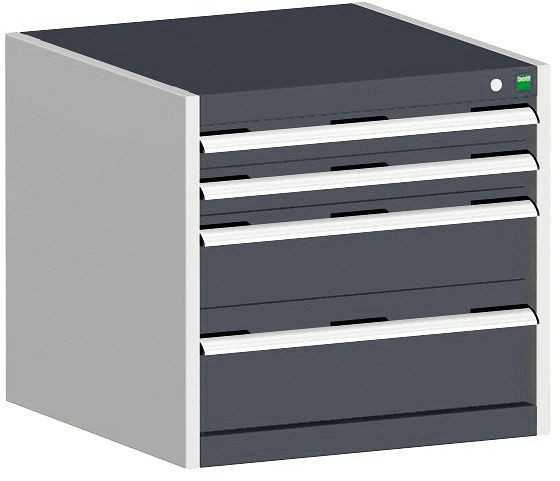 bott cubio Schubladenschrank bestückt mit 4 Schubladen BxTxH: 650 x 525 x 600 mm, RAL 7035/7016, 40011040.19V