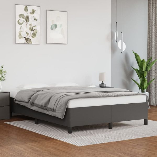 vidaXL Bettgestell Grau 140x190 cm Kunstleder, Material: Kunstleder (75% Polyvinylchlorid, 5% Baumwolle, 20% Polyester), Sperrholz, Holzwerkstoff, 347249