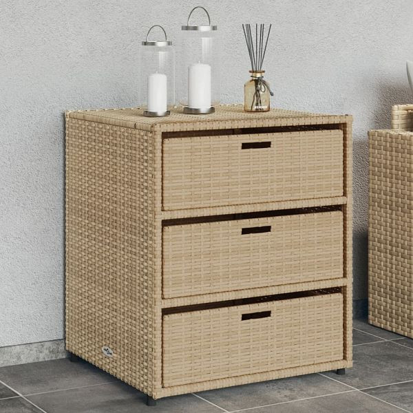 vidaXL Gartenschrank Beige 55x59x69 cm Poly Rattan, 365558