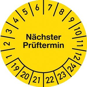 Moedel Prüfplakette Nächster Prüftermin 2019-2024, Folie, Ø 30 mm, VE: 10 Stück/Bogen, 54533