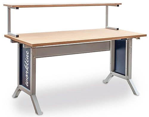 Bedrunka+Hirth workline Grundtischkombination, Klemmfeststellung, 1x Arbeitsplatte Buche Multiplex, 1x Ablage 3. Ebene, 1500 x 750 mm, 07.75.41
