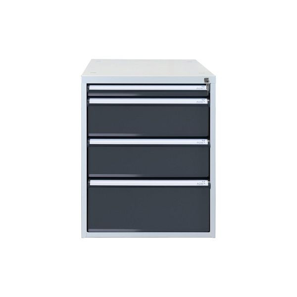 ADB Schubladenbox mit vier Schubladen, Außenmaße Korpus HxBxT: 650x535x700 mm, Korpusfarbe: anthrazitgrau, 51524