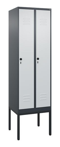 C+P Umkleidespind Classic PLUS, Gestell, 2 Abteile, 2120x600x500mm, 7016/7035, Drehriegel, 0800307-20 S10013