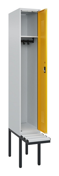 C+P Spind Evolo PLUS, 1 Abteile, 2120x300x815mm, 7035/1004, Haken 3, Zylinderschloss, Sitzfläche Kunststoff, 0490407-10 S10081