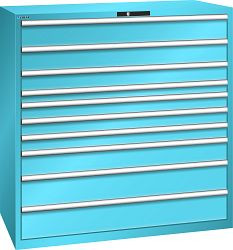 LISTA Schubladenschrank 78x36E (BxTxH) 1431x725x1450mm AUTO Lock, Lichtblau, 10 Schubladen, Fronthöhen: 75-200mm, 78.868.010.A