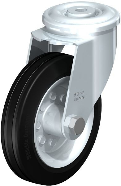 Blickle LER-VE 150R Stahlblech-Lenkrolle mit Rückenloch, Vollgummi, Schwarz, 536425