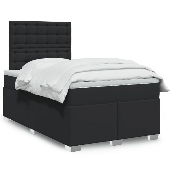 vidaXL Boxspringbett mit Matratze Schwarz 120x200 cm Kunstleder, 3293016