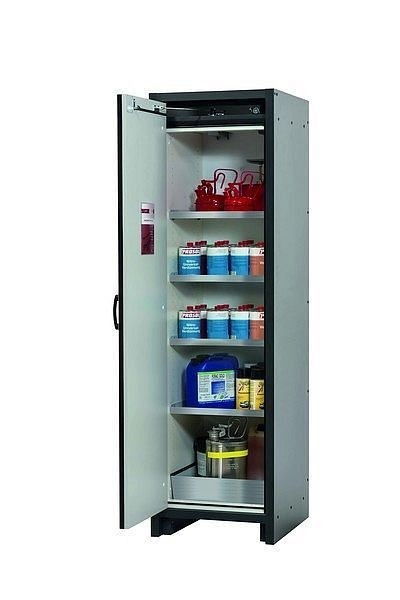 asecos Sicherheitsschrank Q-CLASSIC-30, Q30.195.056 in lichtgrau RAL 7035 mit 4x Fachboden (Edelstahl), 31002-061-30082