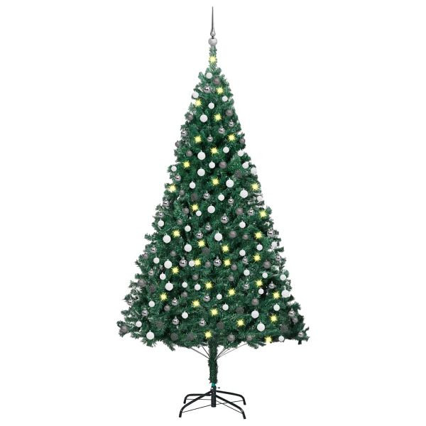 vidaXL Künstlicher Weihnachtsbaum mit Beleuchtung & Kugeln Grün 240 cm, 3077710