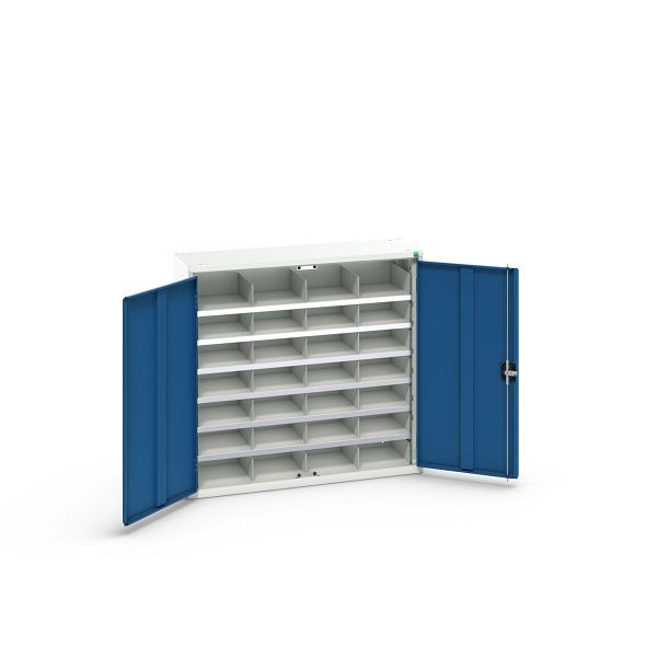 bott verso Fächerschrank, mit 28 Abteilen, BxTxH: 1050 x 350 x 1000 mm, Lichtgrau / Enzianblau, 16926502.11