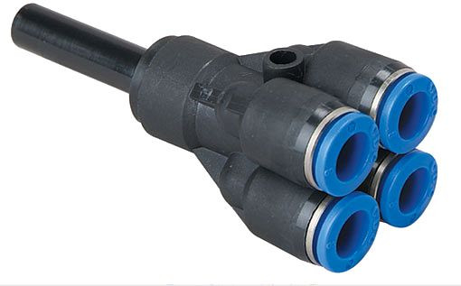 timmer B-YSr2-8-6-KU, Y-Stecker reduzierend aus Kunststoff/Messing vernickelt in zweifacher Ausführung, VE: 5 Stück, 03180351