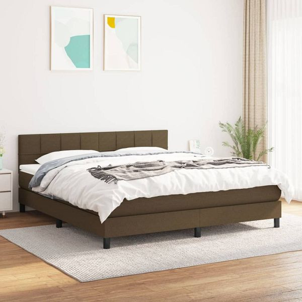 vidaXL Boxspringbett mit Matratze Dunkelbraun 180x200 cm Stoff, 3140076