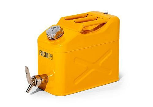 FALCON Sicherheitskanister aus Stahl, mit Abfüllhahn, 10 Liter Volumen, gelb, 242250