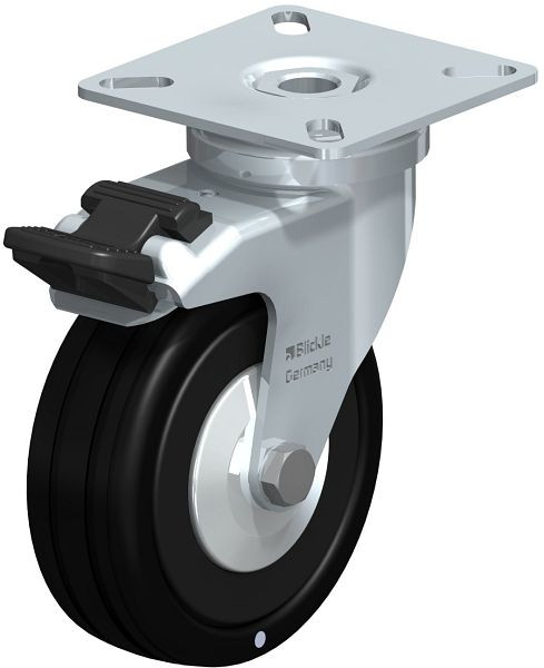 Blickle LPA-VPA 75K-FI-EL-FA Apparate-Lenkrolle mit Anschraubplatte & Feststeller, Vollgummi, Schwarz, 275487