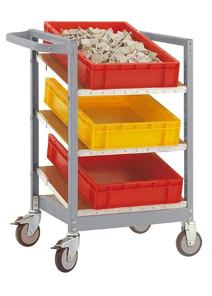 Manuflex Eurokastenwagen VARIMOBIL 250 kg mit Holzböden, HxBxT = 950 x 470 x 600 mm, alusilber, TV3371.9006