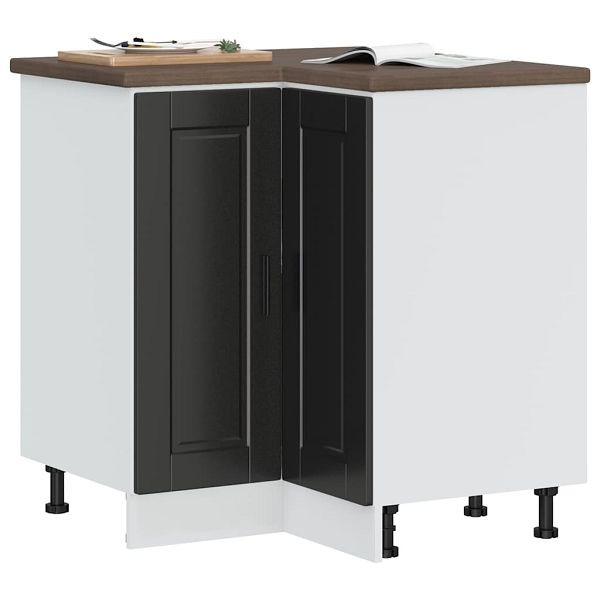 vidaXL Küchen-Eckunterschrank Porto Schwarz Holzwerkstoff, 853988