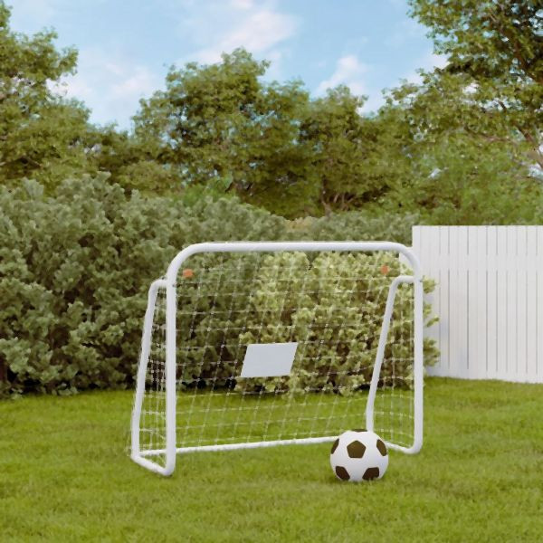 vidaXL Fußballtor mit Netz Weiß 125x96x60 cm Stahl & Polyester, 93732