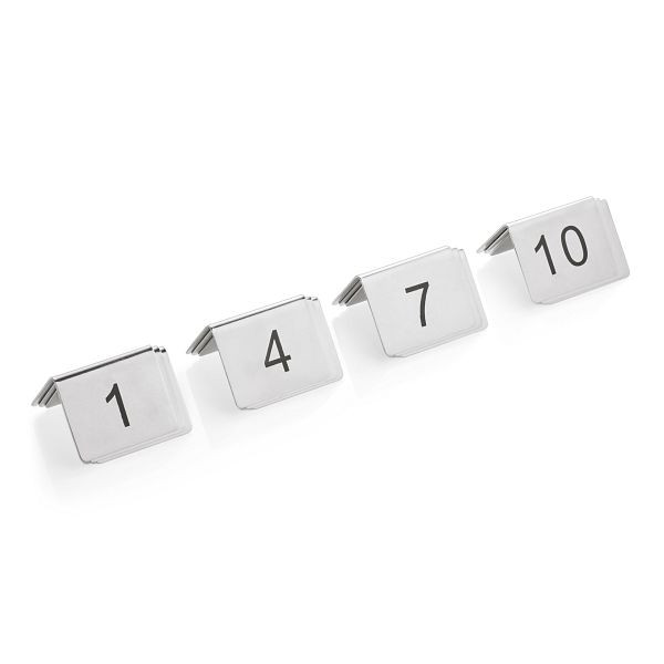 WAS Tischnummernschild Set, 12-teilig, 1-12, Chromnickelstahl, VE: 4 Stück, 1432012